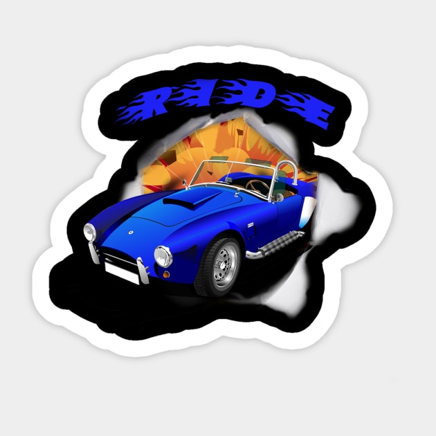 Blue Cabrio Car Sticker by Nimoy